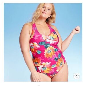 Kona Sol Floral Strappy Back One Piece Swimsuit